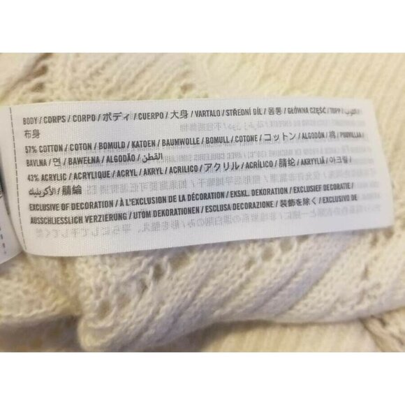 Abercrombie and Fitch Sz S Women's knit sweater Cream Ivory diamond Pattern New - Picture 6 of 6